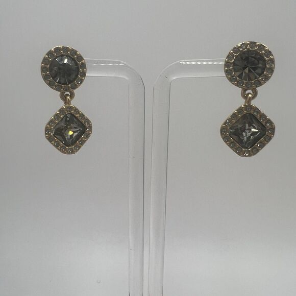 Kate Spade Earrings 14K Gold Plated Dangle Pierced Rhinestone Square Sparkle - Picture 6 of 9